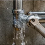 Fontanero reparando una fuga de agua en una vivienda en Granada
